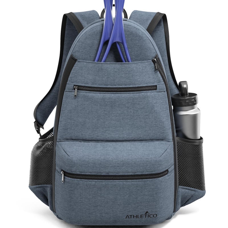 Athletico City Tennis Bag - Tennis Backpack for Men & Women Holds 2 Rackets & Shoes - Bags With Racquet Holder For Tennis, Pickleball, Squash & Badminton - Women's (Gray) - Image 1